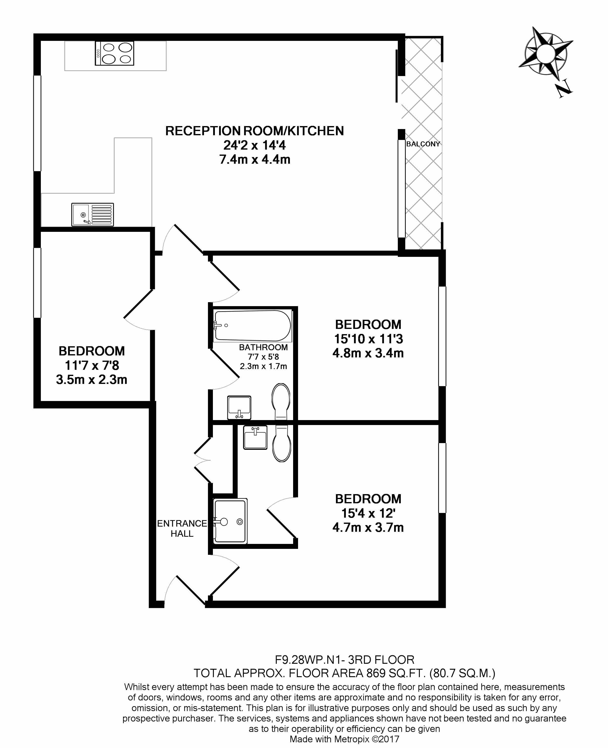 3  bedrooms flat to rent in Westland Place, Hoxton, N1-Floorplan