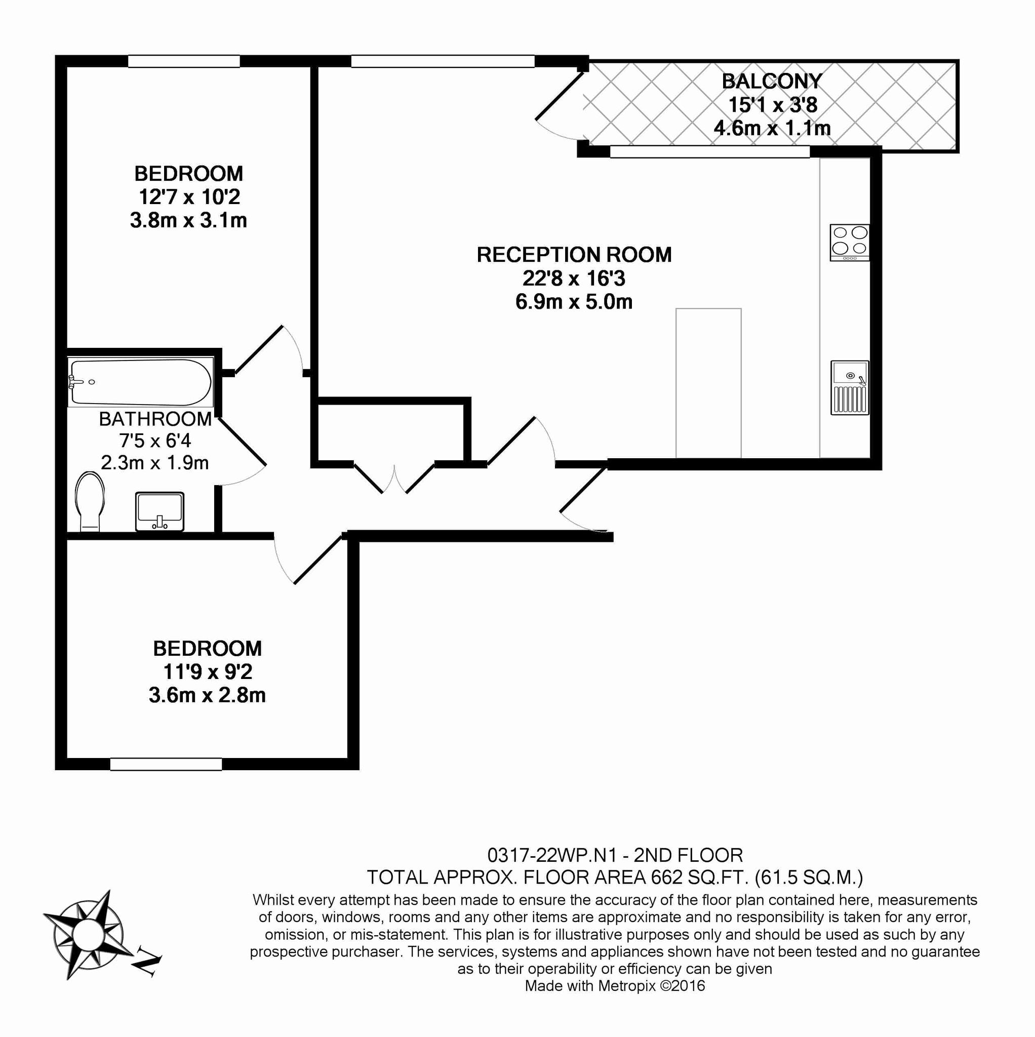 2  bedrooms flat to rent in Westland Place, Old Street, N1-Floorplan