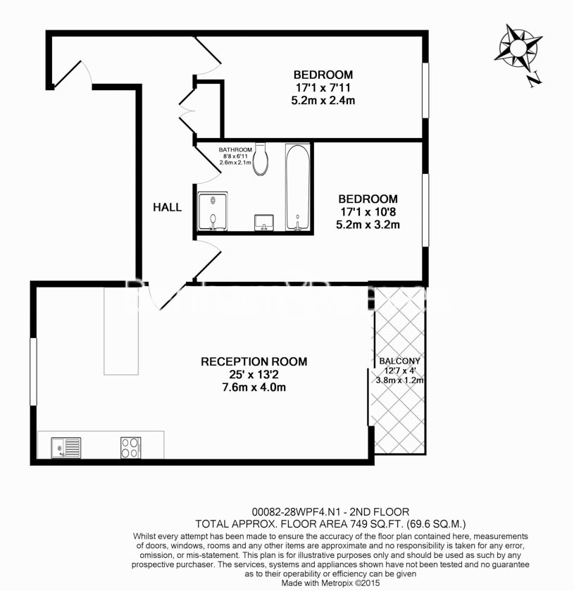 2  bedrooms flat to rent in Westland Place, Old Street, N1-Floorplan