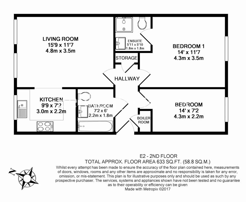2  bedrooms flat to rent in Buckfast Street, Bethnal Green, E2-Floorplan