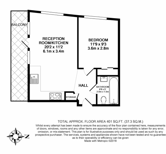 1 bedroom flat to rent in Arboretum Place, Barking, IG11-Floorplan