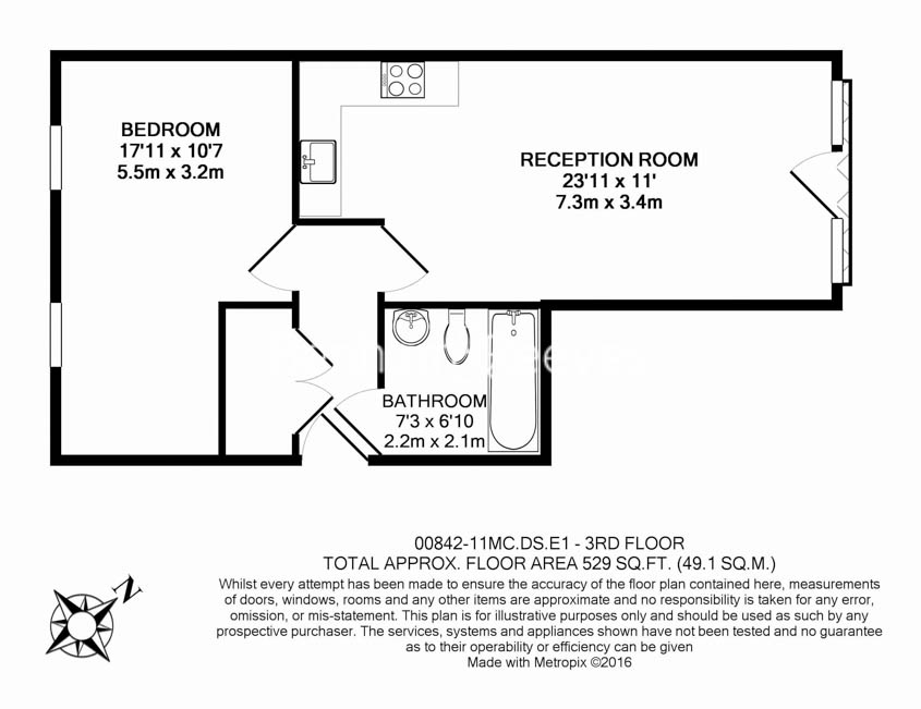 1 bedroom flat to rent in Morton Close, Shadwell, E1-Floorplan