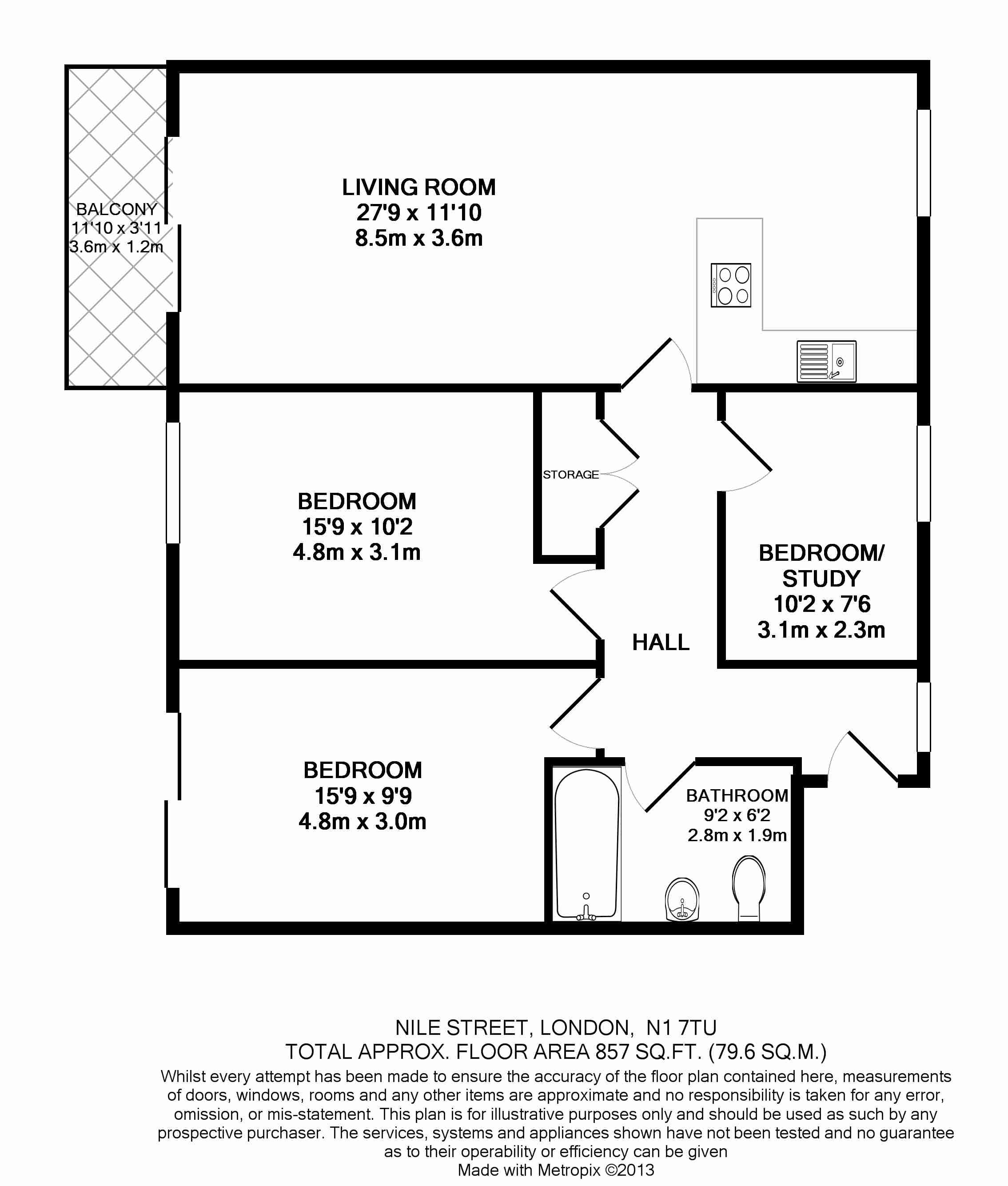 3 bedrooms flat to rent in Pegaso Building, Nile Street, Old Street, N1-Floorplan