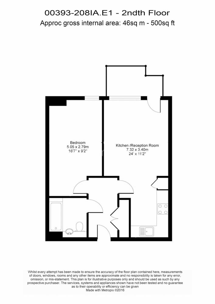 1 bedroom flat to rent in Duckett Street, Stepney, E1-Floorplan