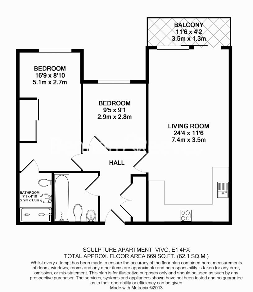 2  bedrooms flat to rent in Killick Way, Stepney Green, E1-Floorplan