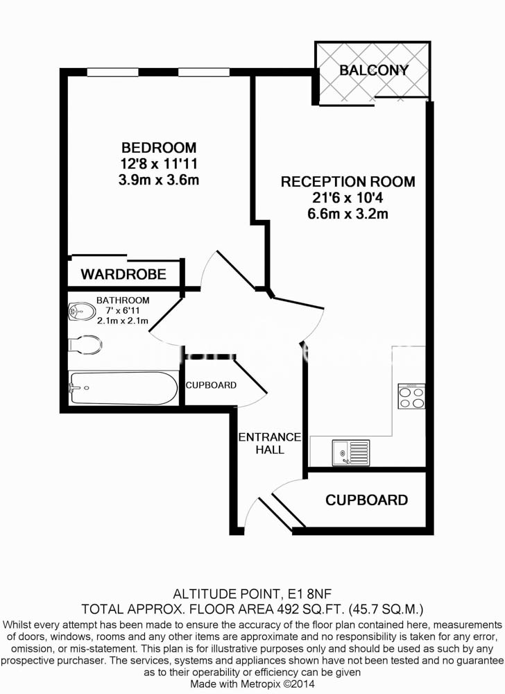 1 bedroom flat to rent in Alie Street, Aldgate East, E1-Floorplan