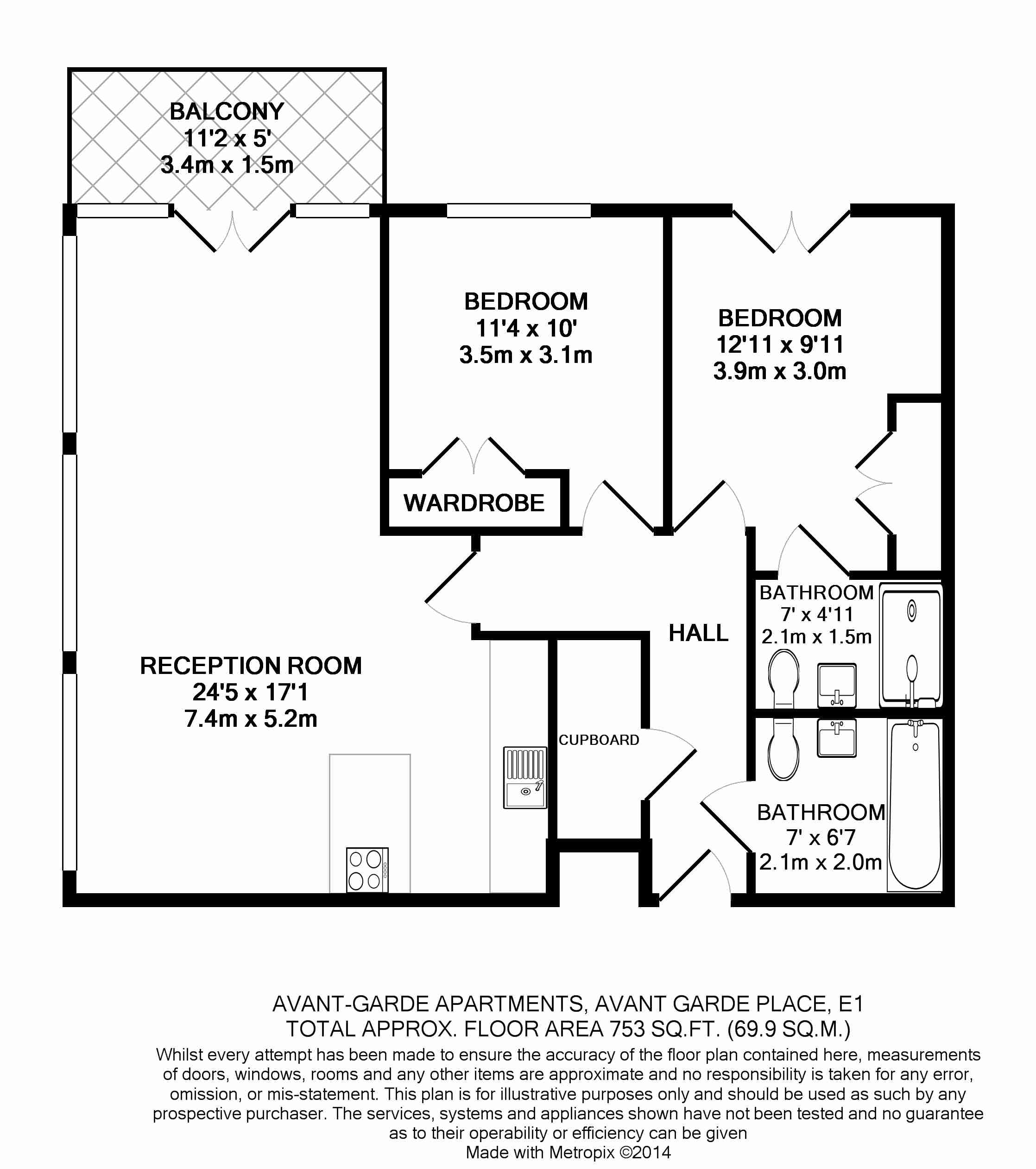 2  bedrooms flat to rent in Avantgarde Place, Shoreditch, E2-Floorplan