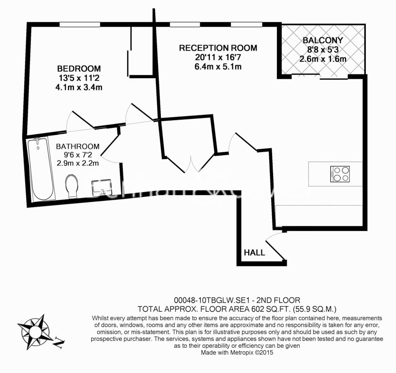 1  bedroom flat to rent in Lambs Walk, Tower Bridge, SE1-Floorplan