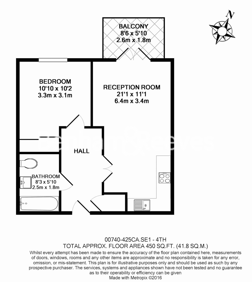 1 bedroom flat to rent in Haven Way, Bermondsey, SE1-Floorplan