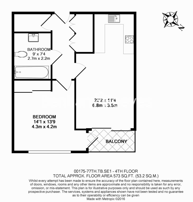 1  bedroom flat to rent in Duchess Walk, Tower Bridge, SE1-Floorplan