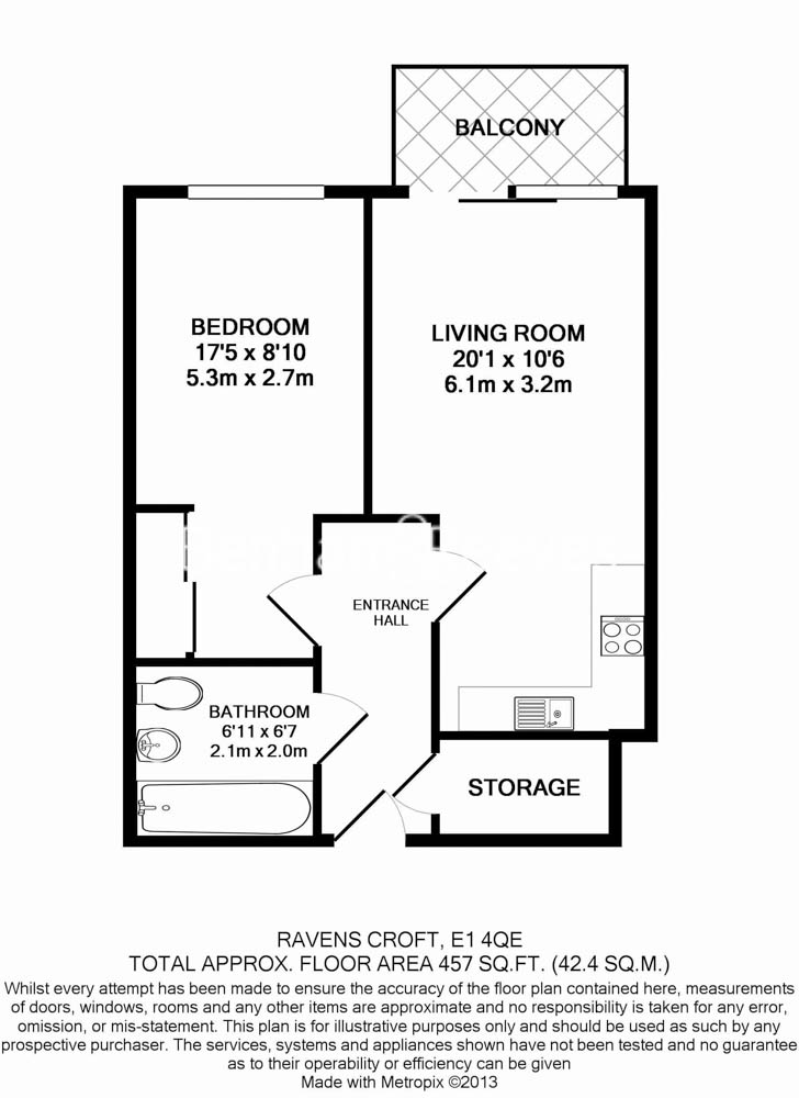 1  bedroom flat to rent in Essian Street, Wapping, E1-Floorplan