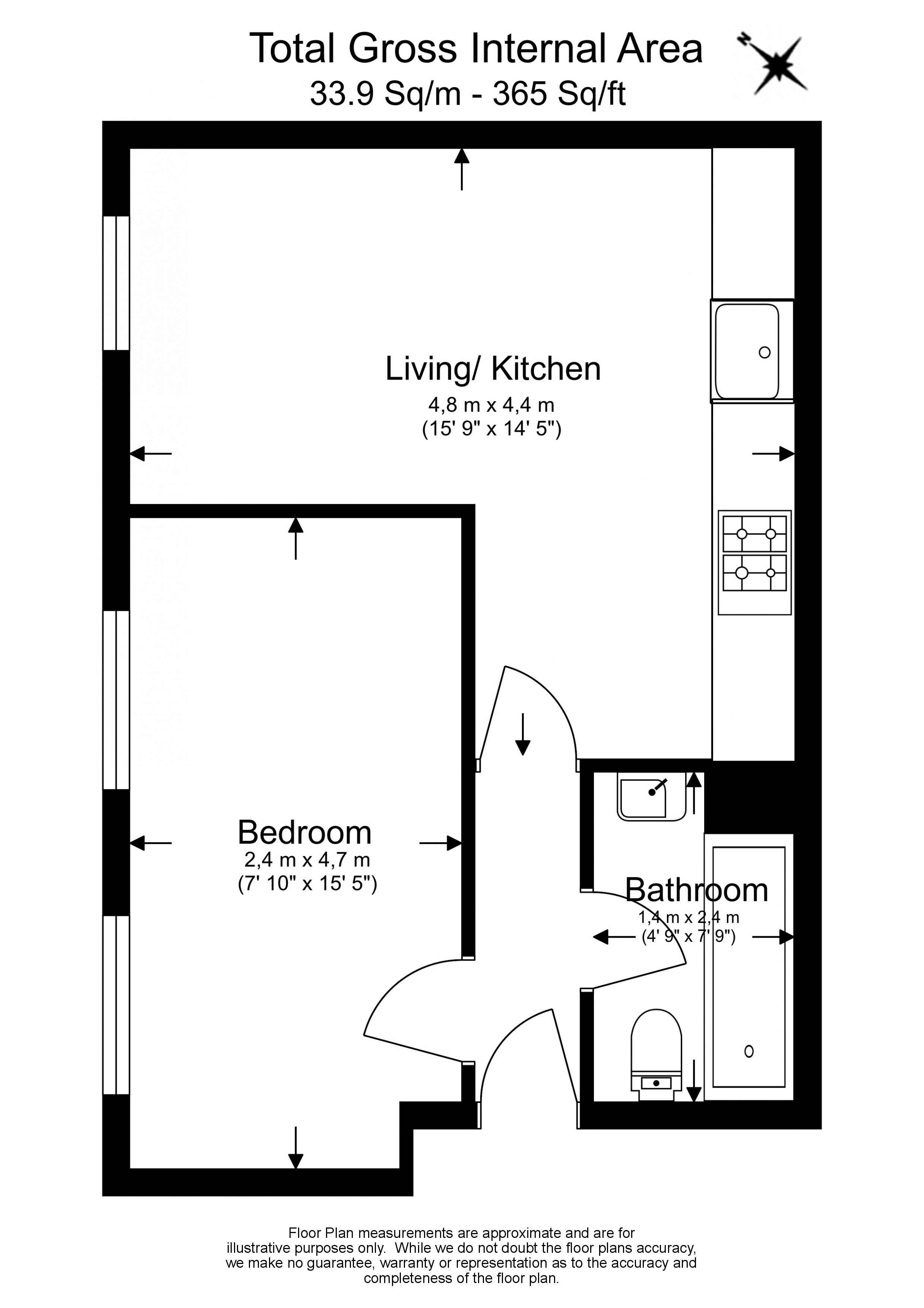 1 bedroom flat to rent in Alie Street, Aldgate, E1-Floorplan