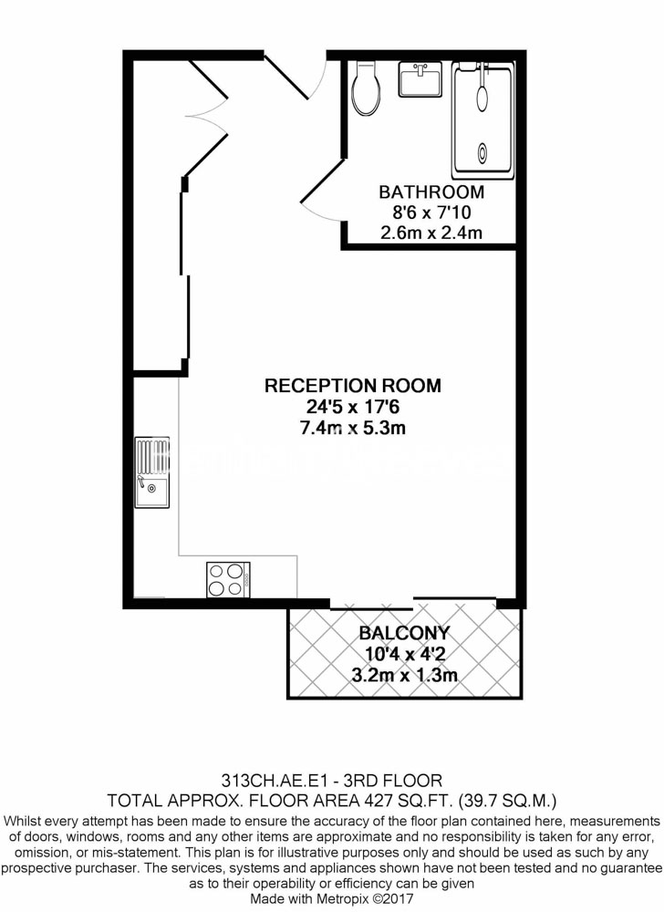 Studio flat to rent in Canter Way, Aldgate, E1-Floorplan