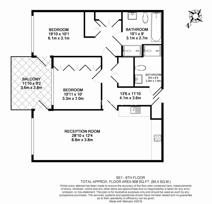 2  bedrooms flat to rent in Balmoral House, One Tower Bridge, SE1-Floorplan