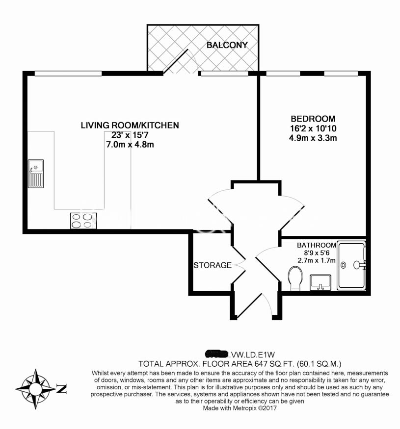 1 bedroom flat to rent in Vaughan Way, Wapping, E1W-Floorplan