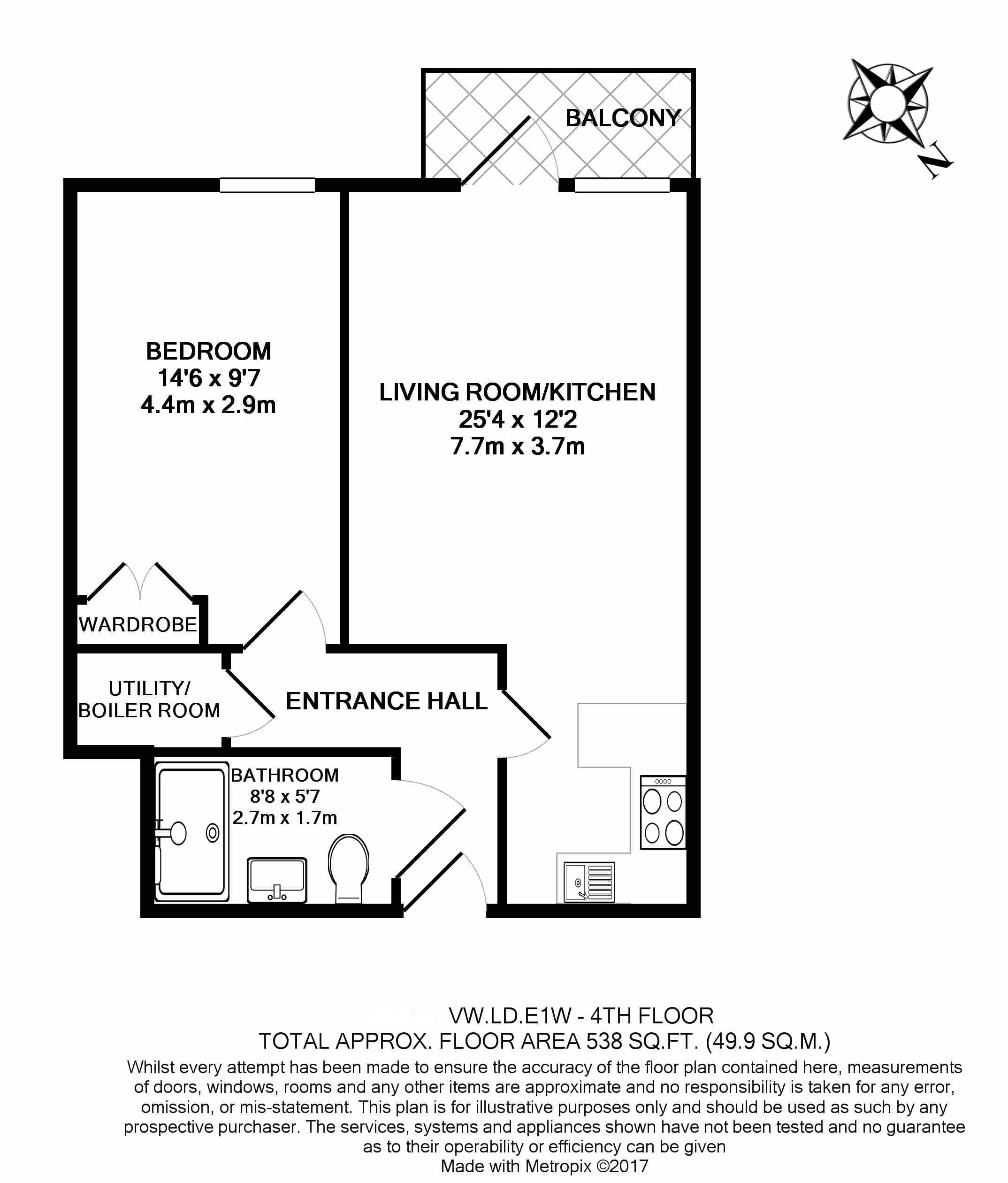 1 bedroom flat to rent in Vaughan Way, Wapping, E1W-Floorplan