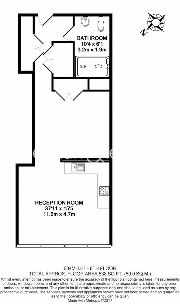 Studio flat to rent in Alie Street, Aldgate, Wapping, E1-Floorplan
