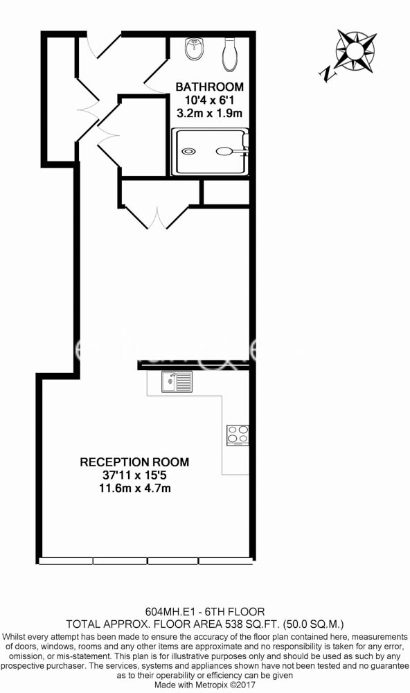 Studio flat to rent in Alie Street, Aldgate, Wapping, E1-Floorplan