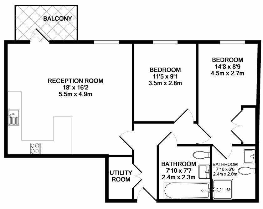 2 bedrooms flat to rent in Vaughan Way, Wapping, E1W-Floorplan