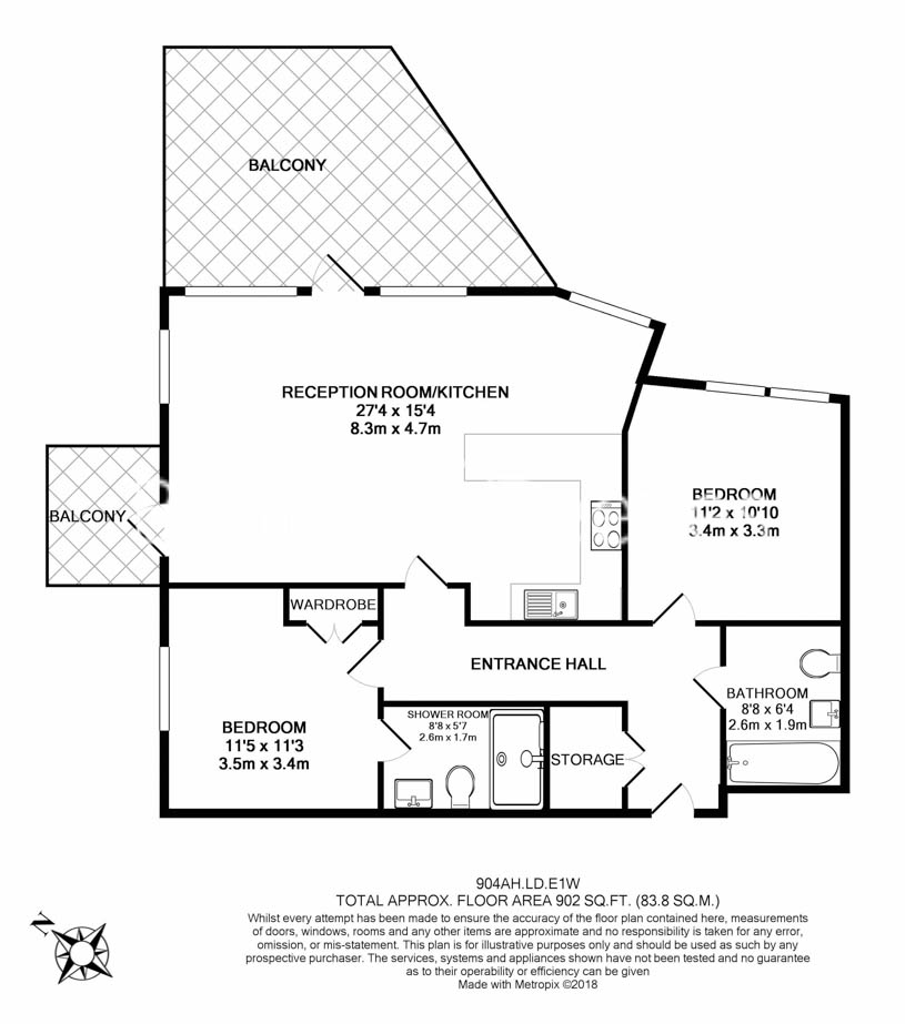 2  bedrooms flat to rent in Admiralty House, London Dock, Vaughan Way, E1W-Floorplan