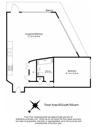 1 bedroom flat to rent in The Duo Tower, Penn Street, N1-Floorplan