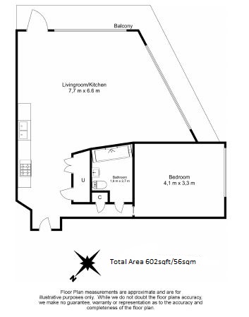 1  bedroom flat to rent in The Duo Tower, Penn Street, N1-Floorplan