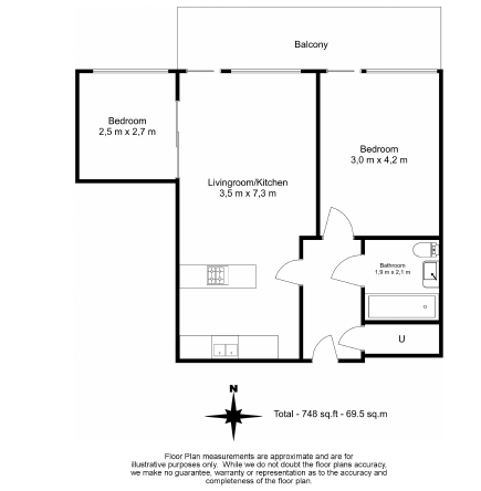 2  bedrooms flat to rent in Commercial Street, Aldgate, E1-Floorplan