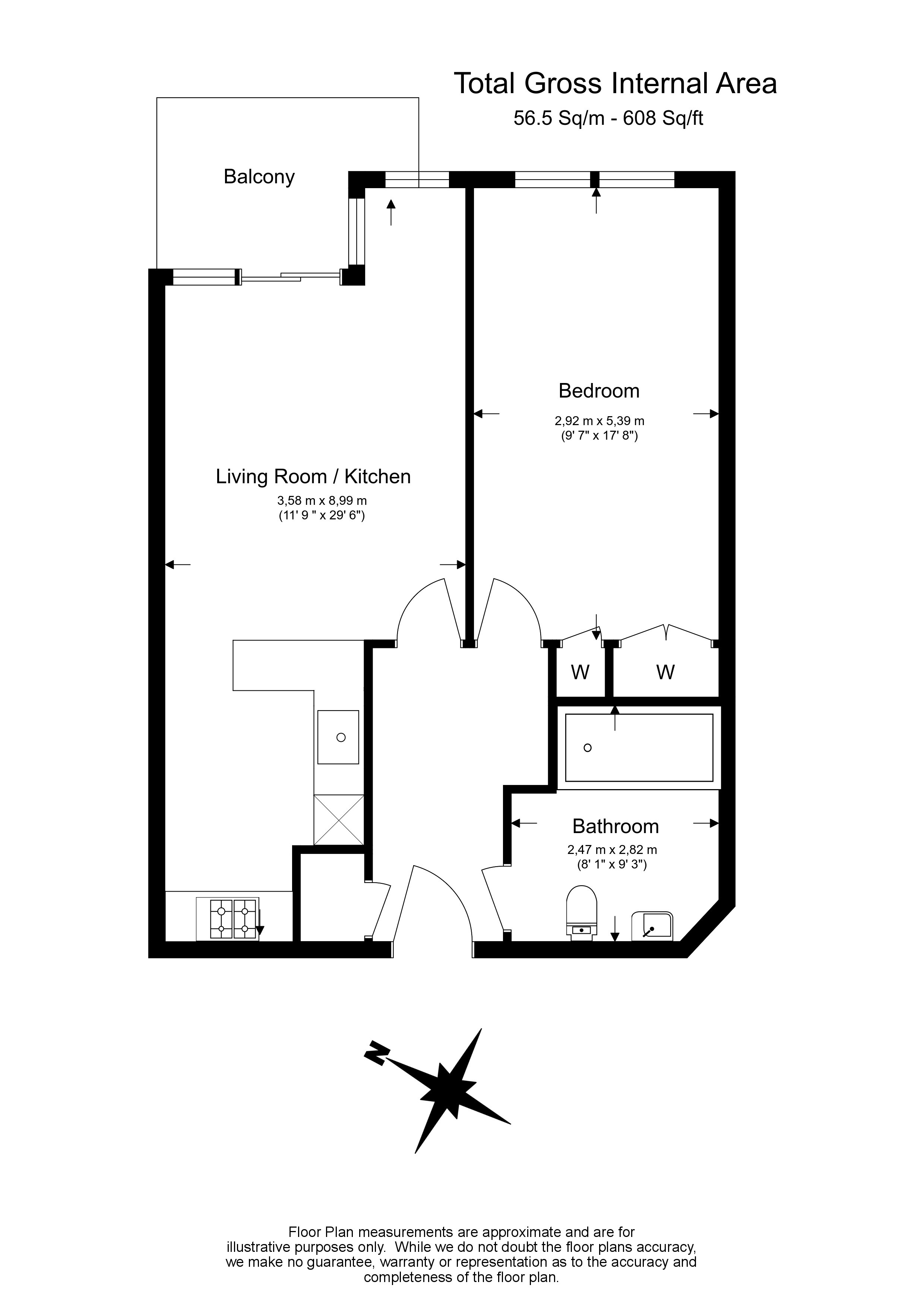 1  bedroom flat to rent in Wapping High Street, Wapping, E1W-Floorplan