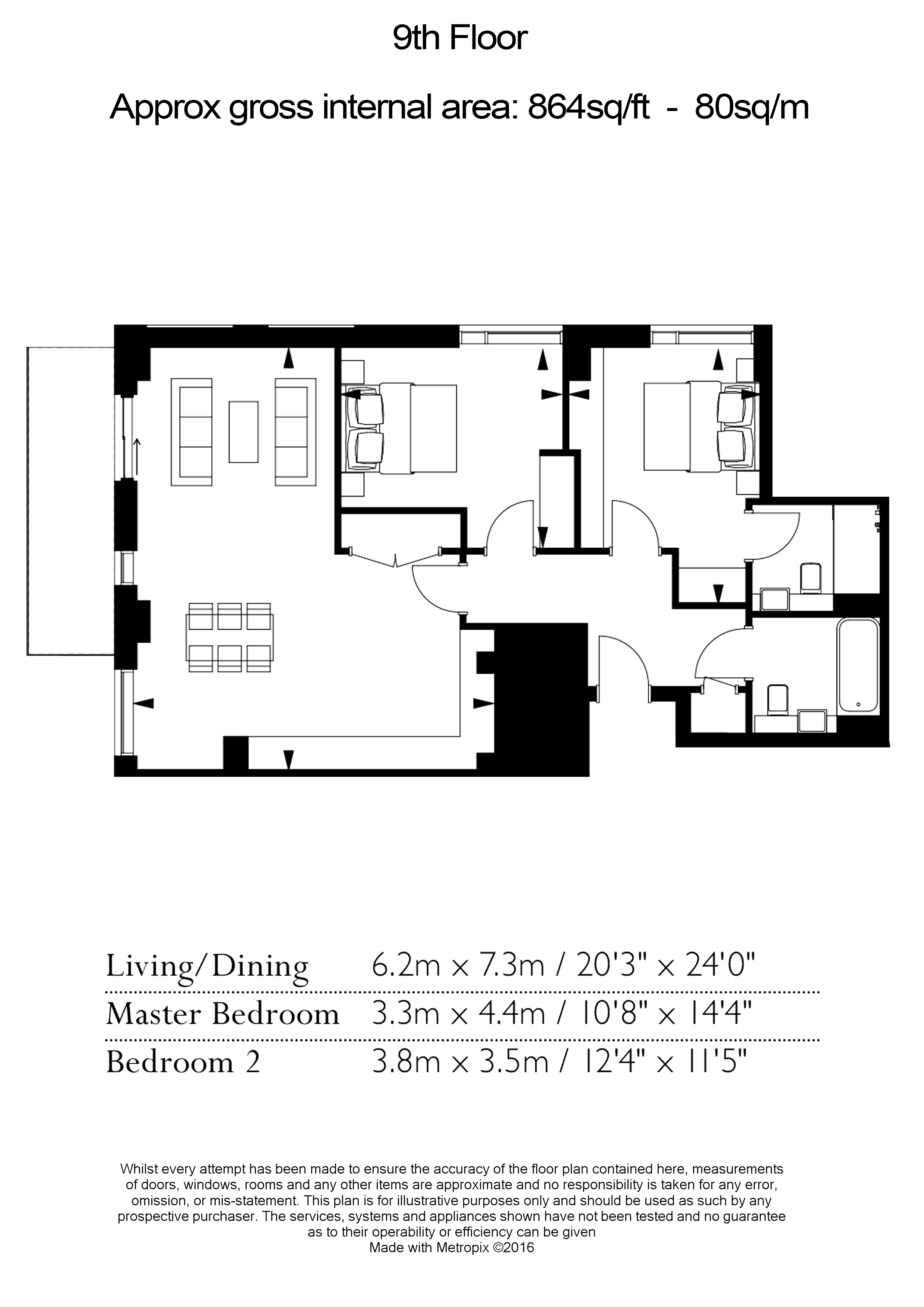2  bedrooms flat to rent in Royal Mint Gardens, Wapping, E1-Floorplan