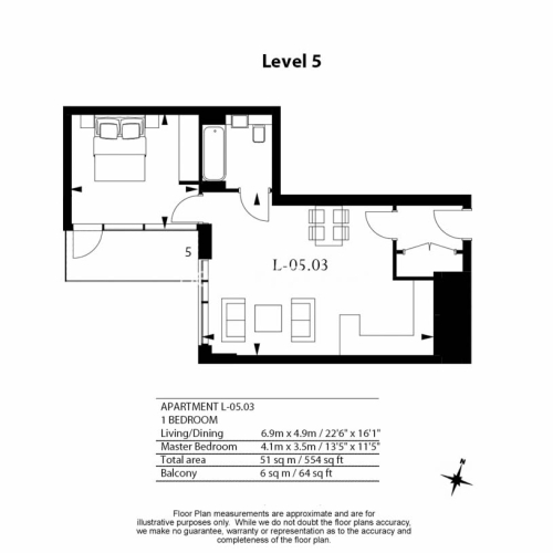 1  bedroom flat to rent in Royal Mint Street, Tower Hill, E1-Floorplan