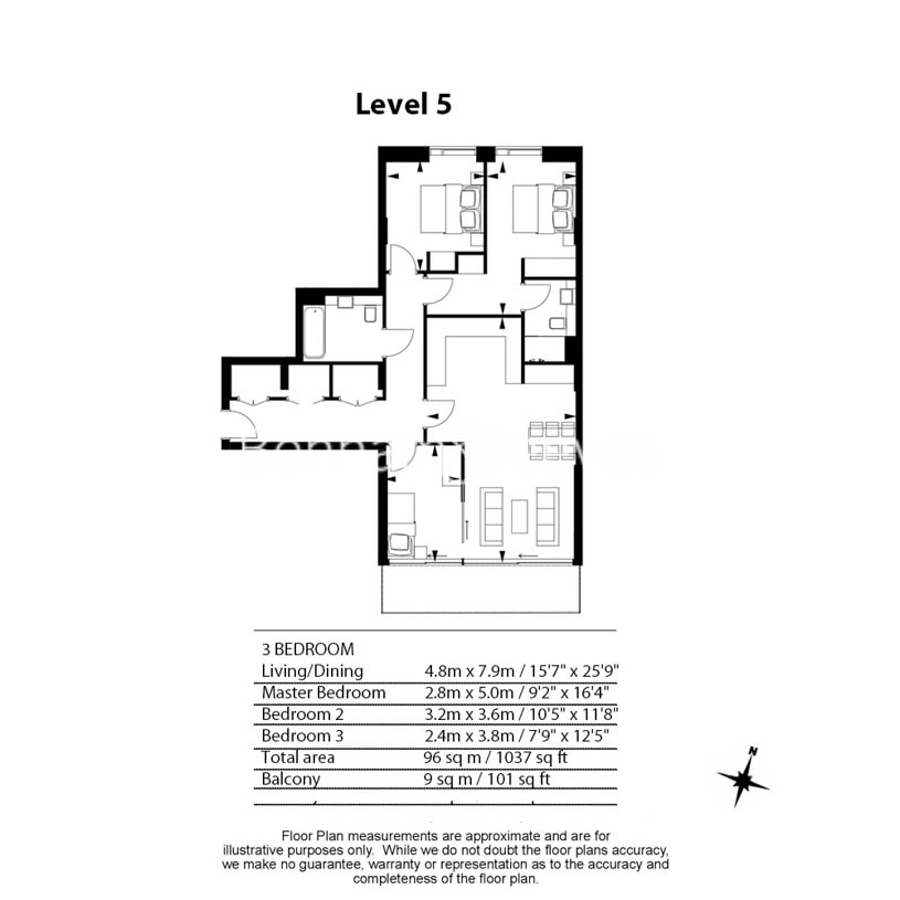 3 bedrooms flat to rent in Royal Mint Street, Aldgate, E1-Floorplan