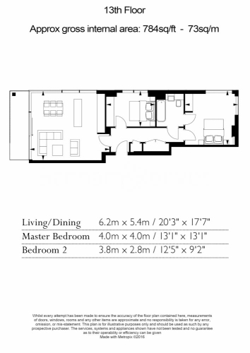 2  bedrooms flat to rent in Royal Mint Street, Aldgate, E1-Floorplan