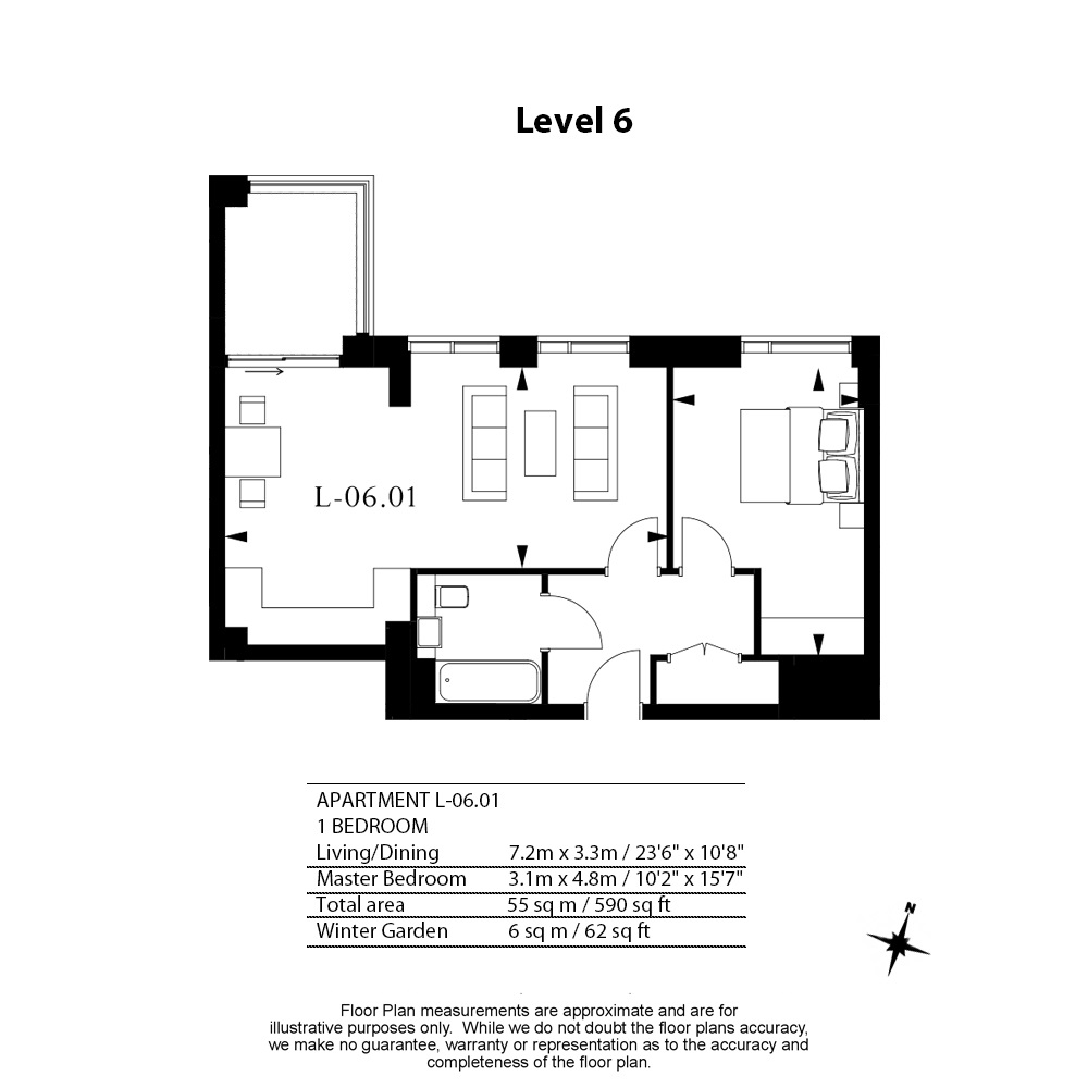 1 bedroom flat to rent in Royal Mint Street, Tower Hill, E1-Floorplan