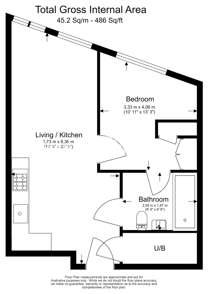 1  bedroom flat to rent in Emery Wharf, London Dock, Wapping, E1W-Floorplan