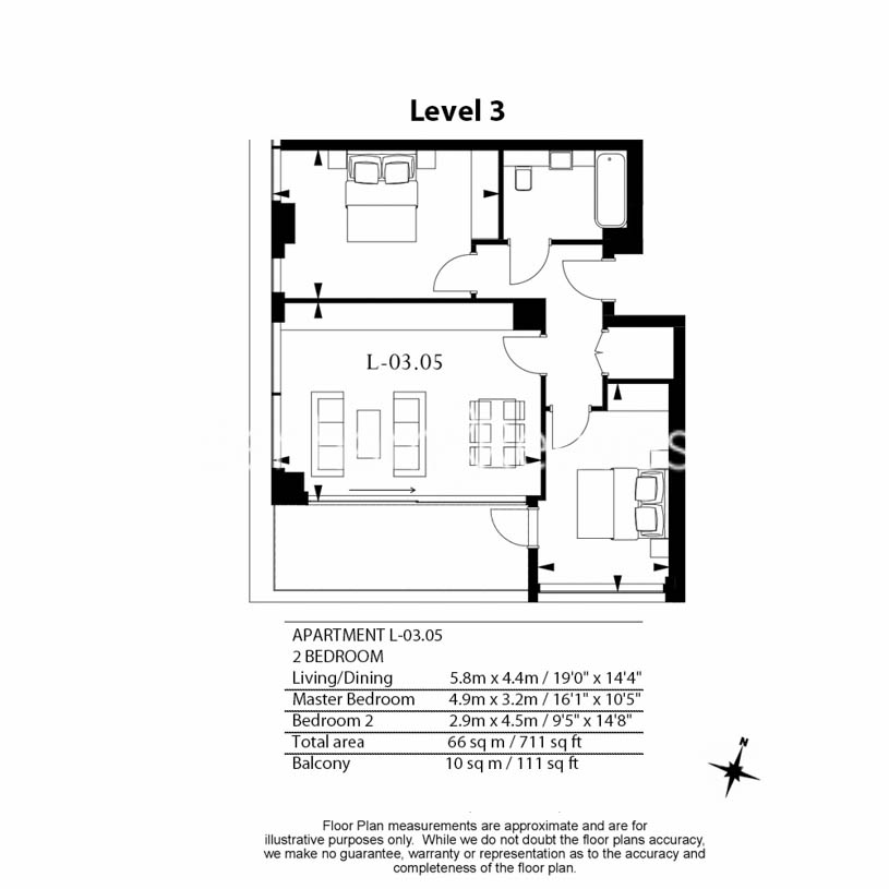 2  bedrooms flat to rent in Lavender Building, Royal Mint Gardens, Tower Hill, E1-Floorplan