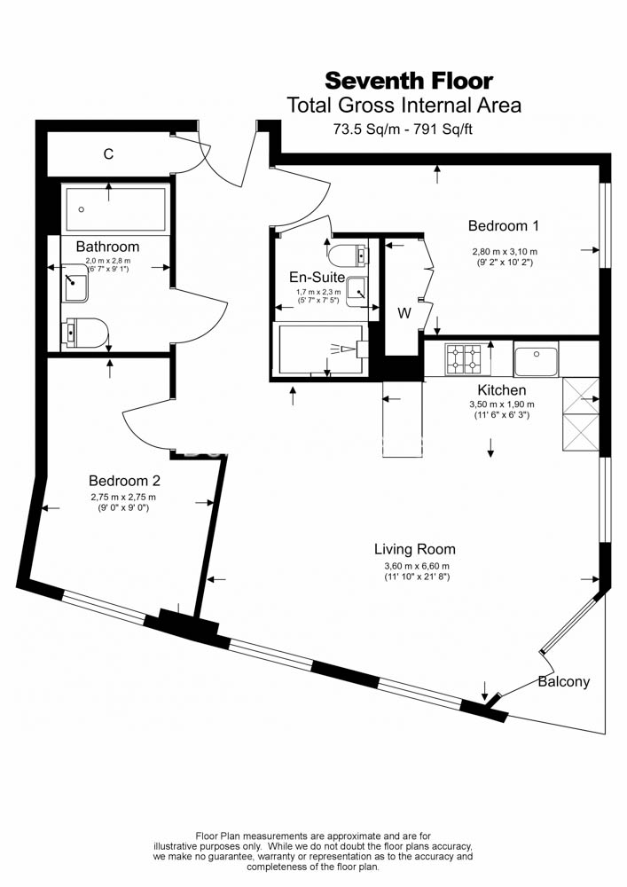 2 bedrooms flat to rent in Emery Wharf, London Dock, E1W-Floorplan