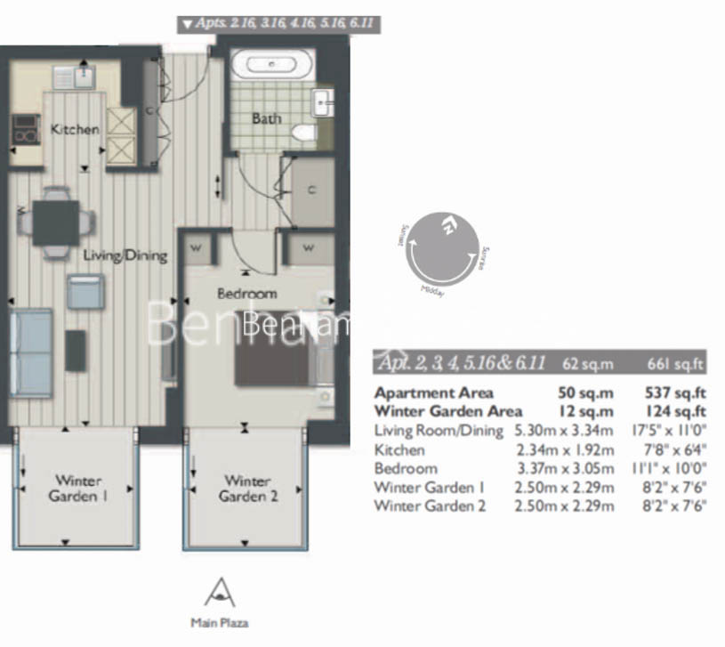 1  bedroom flat to rent in Piazza Walk, Aldgate, E1-Floorplan