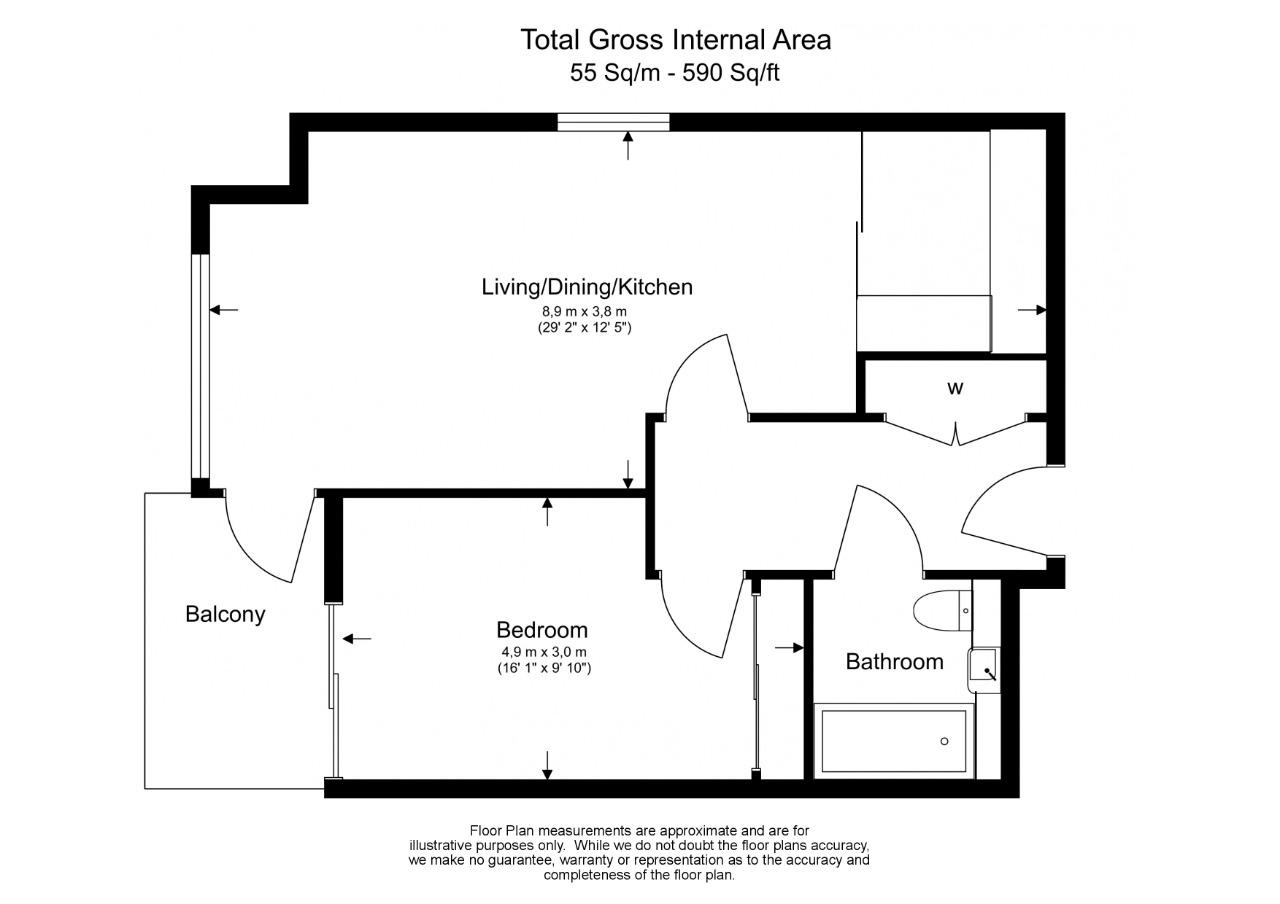 1  bedroom flat to rent in Royal Mint Street, Tower Hill, E1-Floorplan