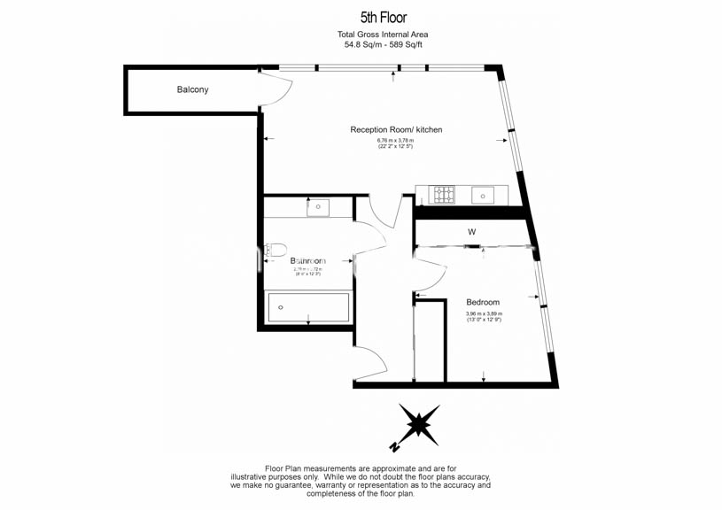1  bedroom flat to rent in One Tower Bridge, Tower Bridge, SE1-Floorplan
