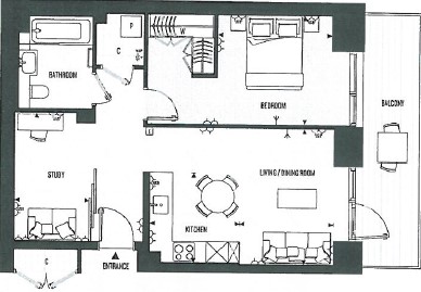 1  bedroom flat to rent in Cashmere Wharf, London Dock, E1W-Floorplan