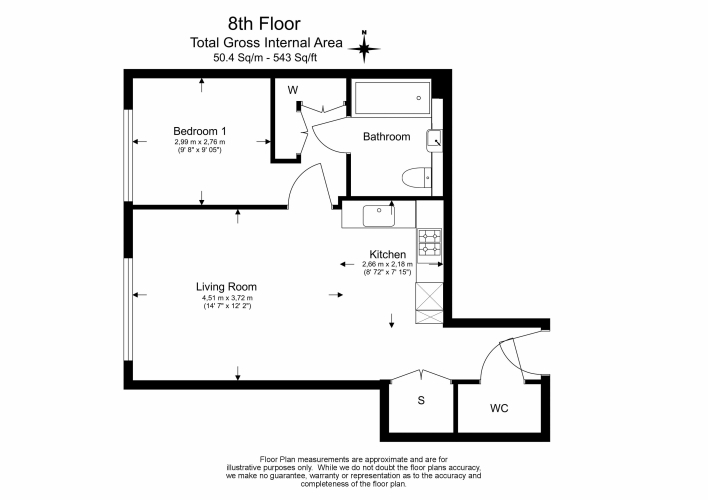1 bedroom flat to rent in Gauging Square, Wapping, E1W-Floorplan