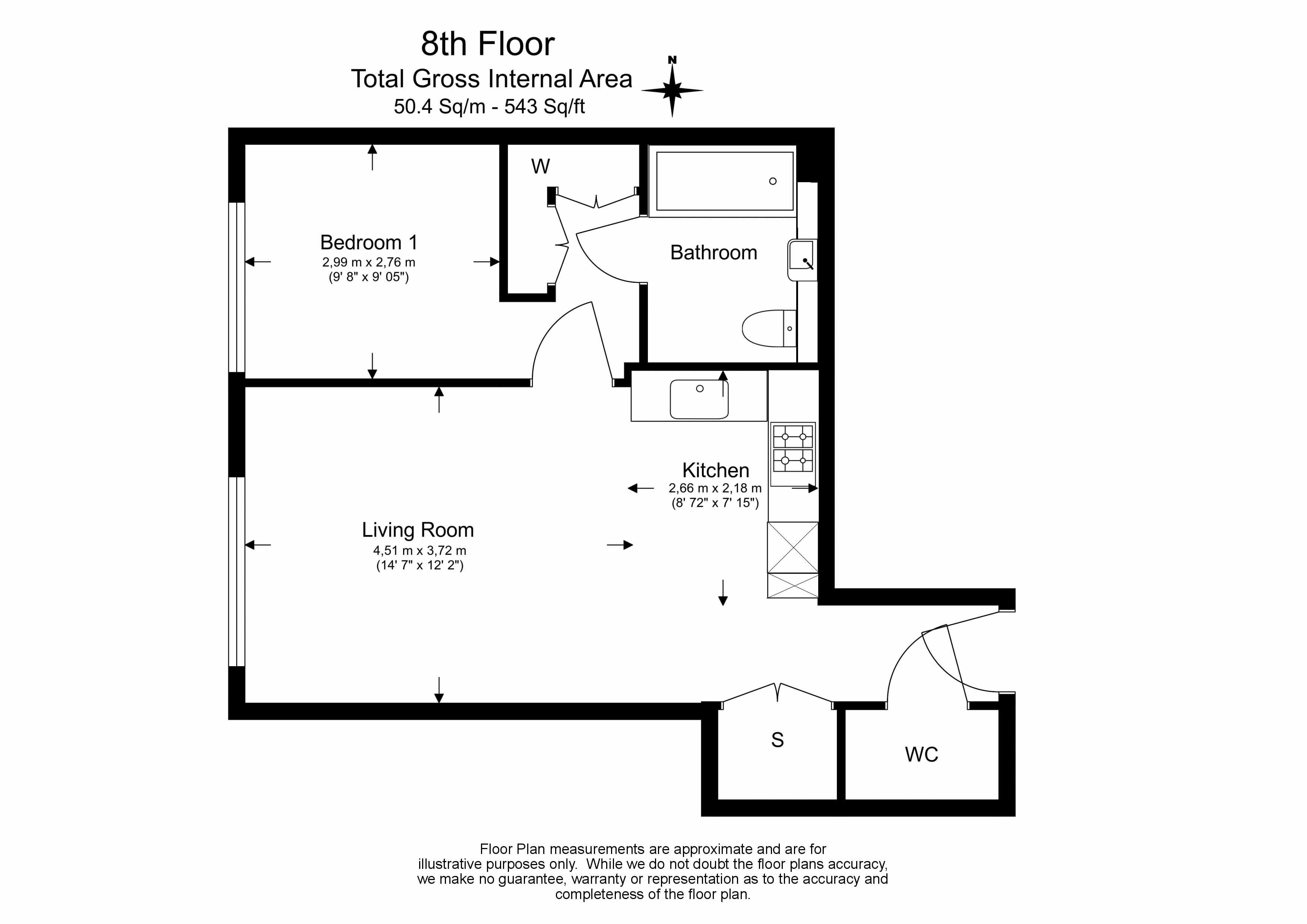 1  bedroom flat to rent in Gauging Square, Wapping, E1W-Floorplan