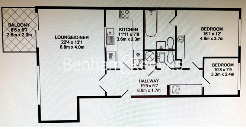 2  bedrooms flat to rent in Providence Square, Bermondsey, SE1-Floorplan