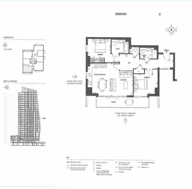 2  bedrooms flat to rent in Cashmere Wharf, London Dock, E1W-Floorplan