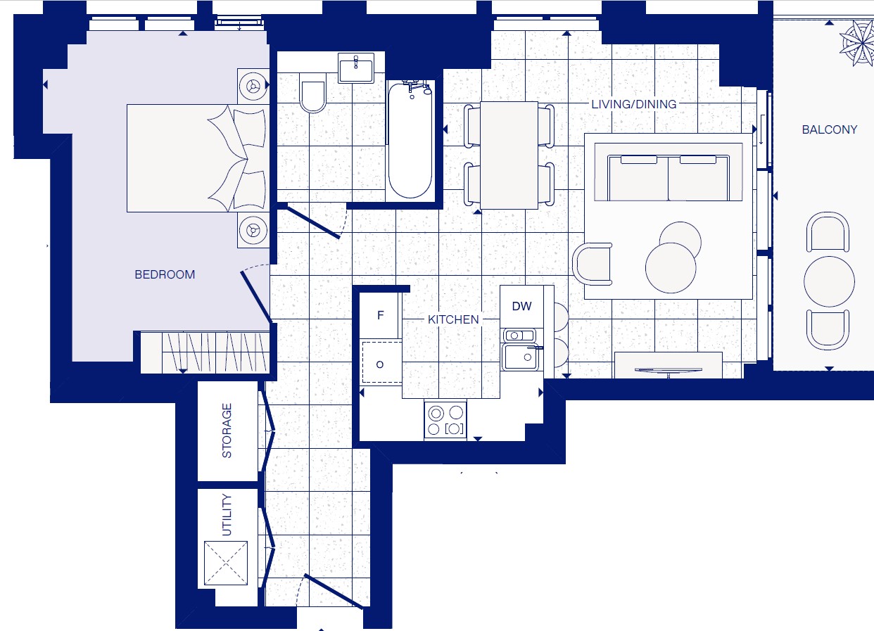 1  bedroom flat to rent in Jacquard Point, Silk District, E1-Floorplan