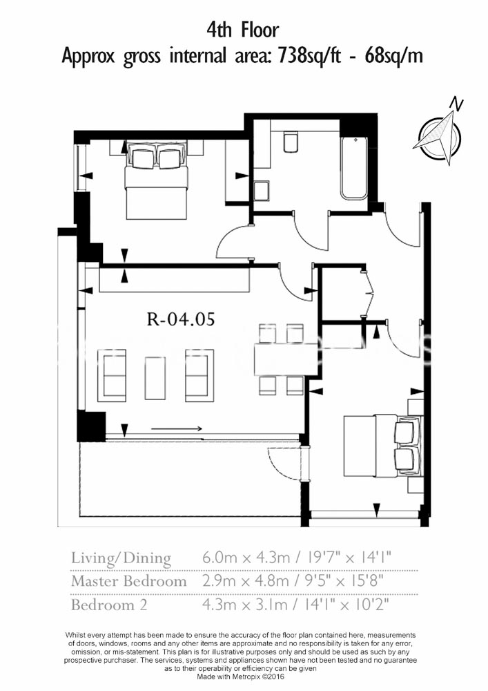 2  bedrooms flat to rent in Royal Mint Street, Wapping, E1-Floorplan