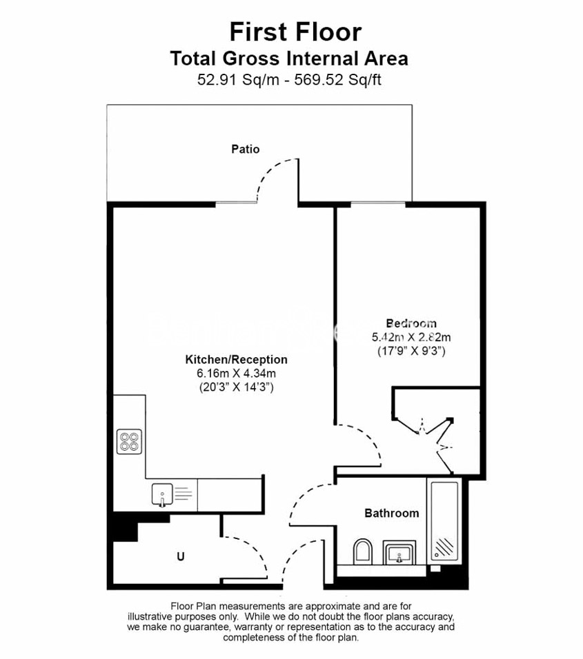1  bedroom flat to rent in Merino Gardens, London Dock, E1W-Floorplan