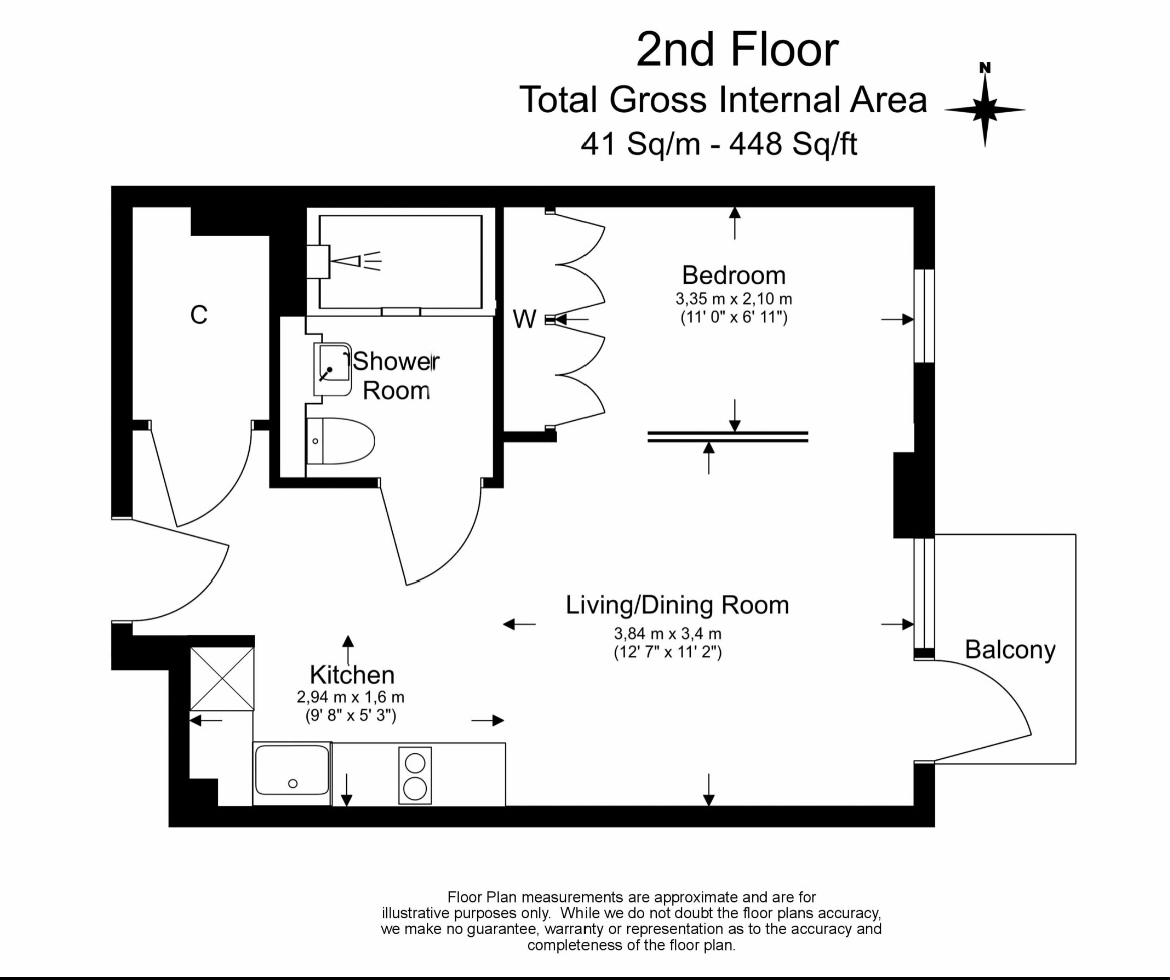 Studio flat to rent in Merino Gardens, Wapping, E1W-Floorplan