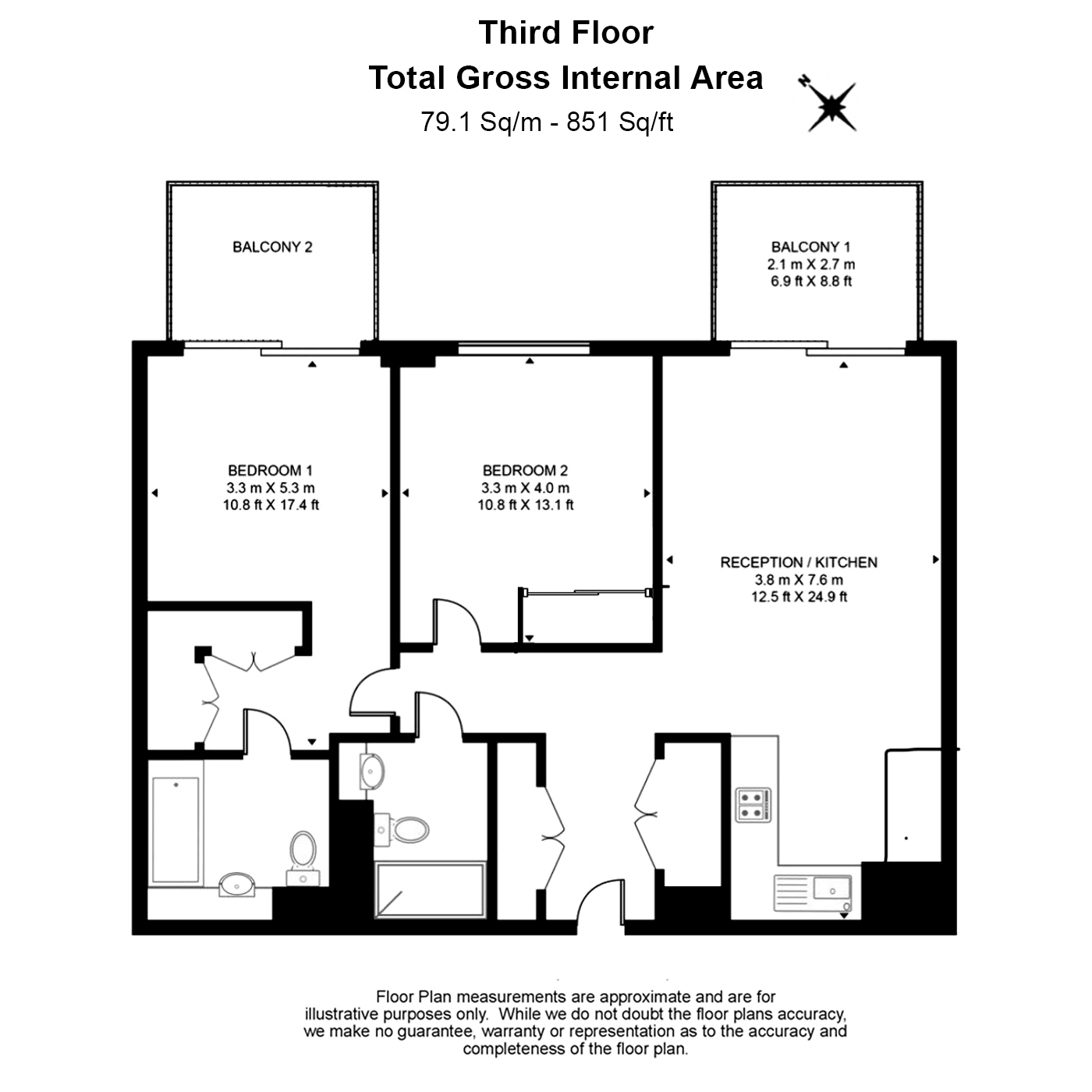 2 bedrooms flat to rent in Kingwood House, Chaucer Gardens, E1-Floorplan