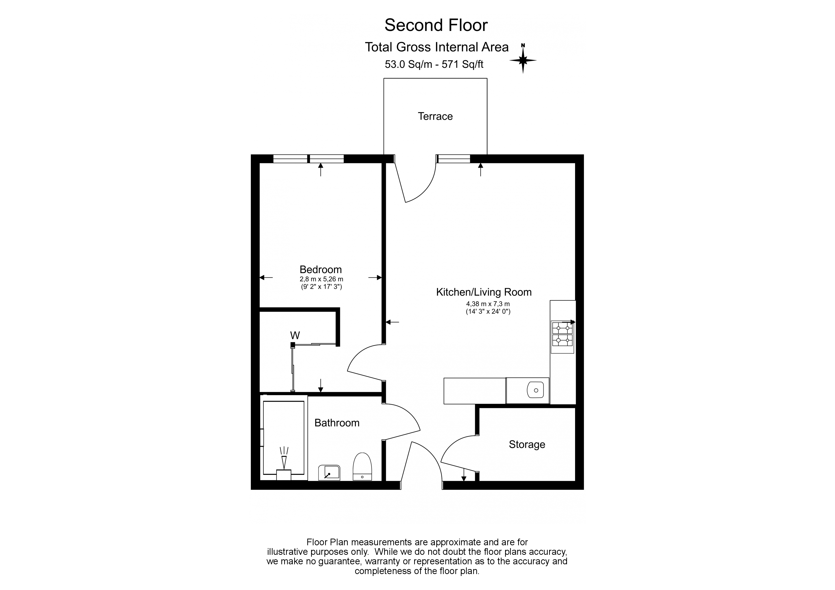 1  bedroom flat to rent in Merino Gardens, London Dock, Wapping, E1W-Floorplan
